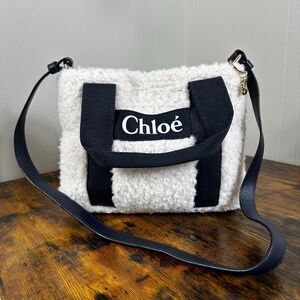 Chloe Woody Faux Shearling Fur Tote Bag 2-Way Small Size